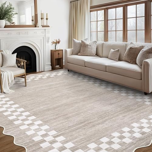 GarveeHome Washable 10x13 Area Rug Large Living Room Scalloped Rug by GarveeHome