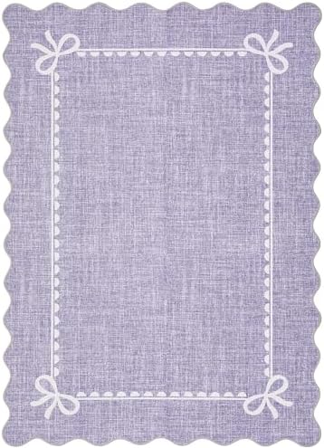 GarveeHome Scalloped Bow Rug 9x12 Washable Purple Rugs - Image 4