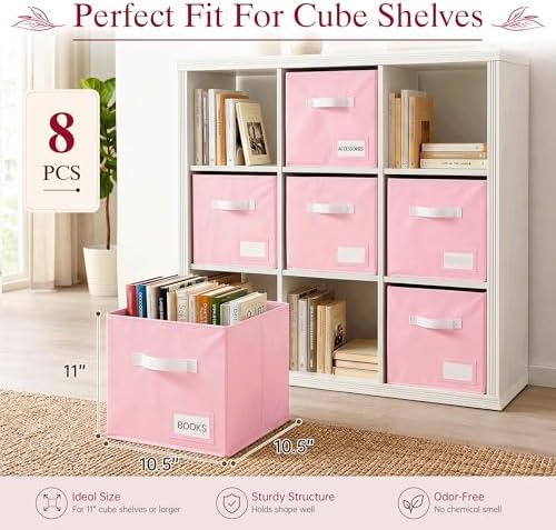 Storage Cubes 8 Pack, 11 Inch Fabric Storage Cubes Organizer Bins - Image 2