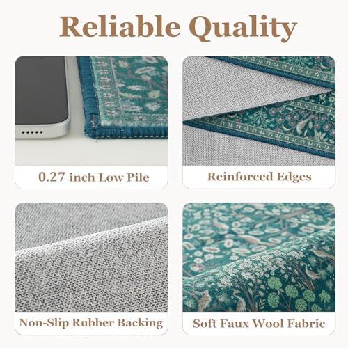 Teal Floral Animal Large 9x12 Rugs - Image 5