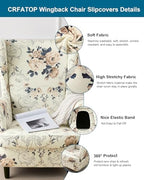 CRFATOP Wingback Chair Covers Stretch Armchair Slipcovers - Image 2