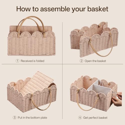 HBlife Baby Diaper Caddy, Paper Rope Storage Baskets Nursery Bin - Image 7