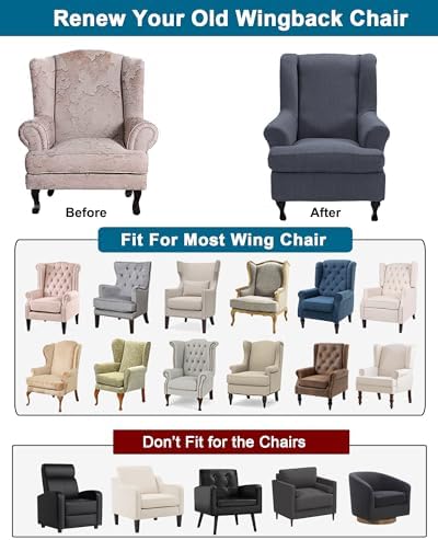 CRFATOP Wingback Chair Covers Stretch Armchair Slipcovers - Image 4