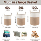 OIAHOMY 60L Nursery Hamper Laundry Basket Laundry Hamper Grey/White - Image 2