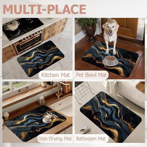 Bath Mat, Abstract Marbled Bathroom Rugs, Quick-Drying Non-Slip Rubber Bath - Image 7