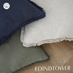 Foindtower Boho Linen Fringe Lumbar Throw Pillow Covers 12×24 Navy Blue - Image 4
