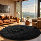Ophanie Round Rug 8Ft Black Circle Area Rug, Room Decor by Ophanie