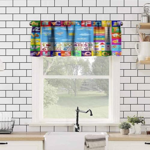 ABC Alphabet Valance Curtains Cartoon Colorful Animal Funny Education Learning - Image 4