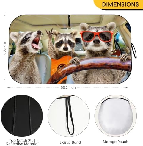 Car Windshield Sun Shade Foldable UV Reflector Front Window Animal Sunshade - Image 3
