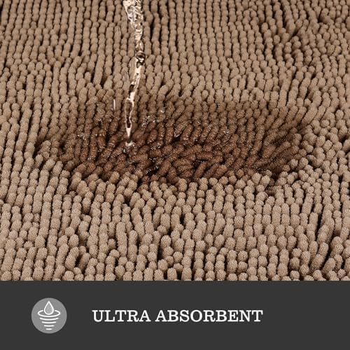 Yeaban Chenille Taupe Bathroom Rug 24"x36", Non-Slip Rubber Backing - Image 5