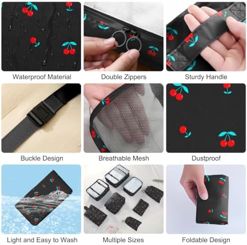 Packing Cubes for Travel 8 Set Luggage Organizer Bags Black Cherry - Image 6