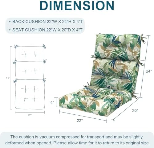 DYTXIII Outdoor High Back Chair Cushions Set of 2, Water Repellent Tufted - Image 3