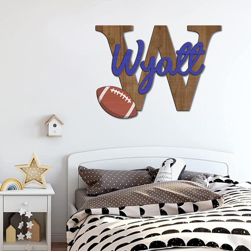 Personalized Football Name Sign, Wooden Monogram Name Sign, 2 Layers of Wood - Image 4