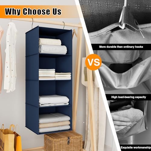 Hanging Closet Organizer 4-Shelf, Oxford Fabric Wardrobe Storage - Image 7