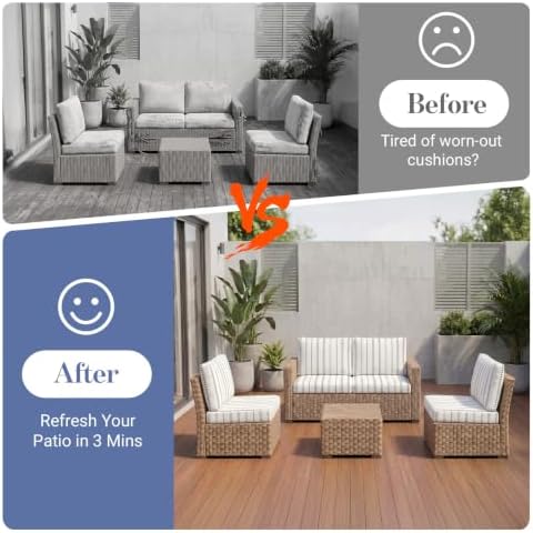 8Pcs Patio Cushion Covers Stretch Outdoor Furniture Protector Slipcovers - Image 4