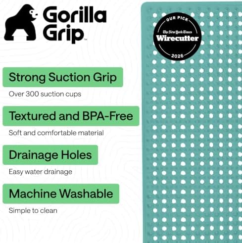 GORILLA GRIP Bath Tub Shower Mat, Bathtub Floor Liner, 35x16 Turquoise - Image 2