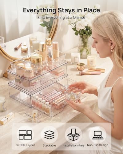 Vtopmart 12-Pack Clear Makeup Organizer Set - Image 3