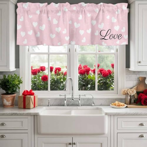 Vandarllin Pink Valentine's Day Kitchen Curtains Valances - Image 2