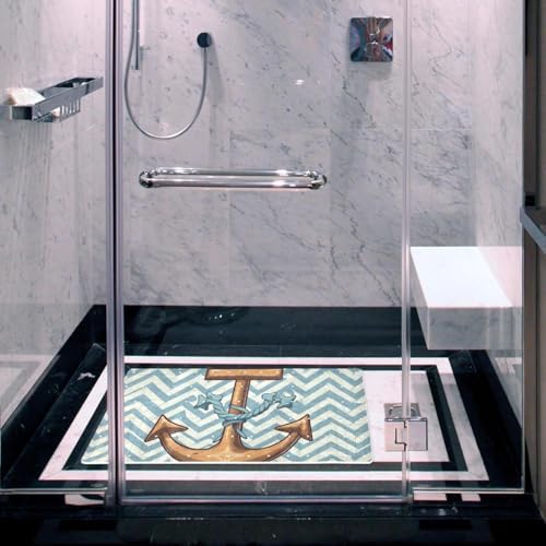 Shower Mat Non Slip, Anchor Zigzag Pattern Anti Slip Bath Mat - Image 6