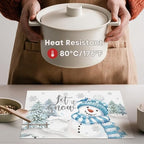 Artoid Mode Blue Christmas Vinyl Placemats Set of 4, Let it Snow Washable Heat - Image 3