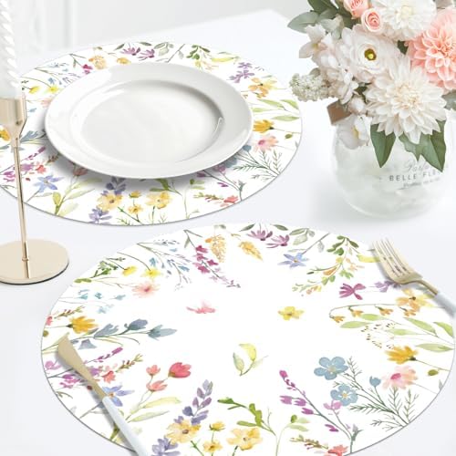 50PCS Floral Disposable Paper Placemats 13.5 Inch Summer Flowers Placemats - Image 5
