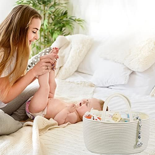 XUANGUO Large Cotton Rope Baby Diaper Caddy Organizer Basket - Image 5