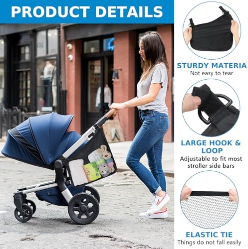 Accmor Universal Stroller Organizer, Side Sling Stroller Organizer, Mesh Cargo - Image 3