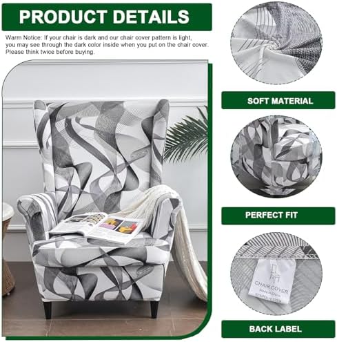 CRFATOP Wingback Chair Covers Wing Armchair Slipcovers - Image 2