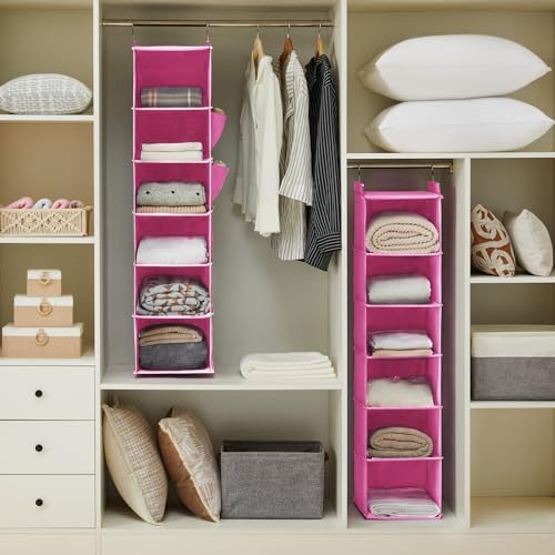 YOUDENOVA Hanging Closet Organizer and Storage, Light Pink - Image 2