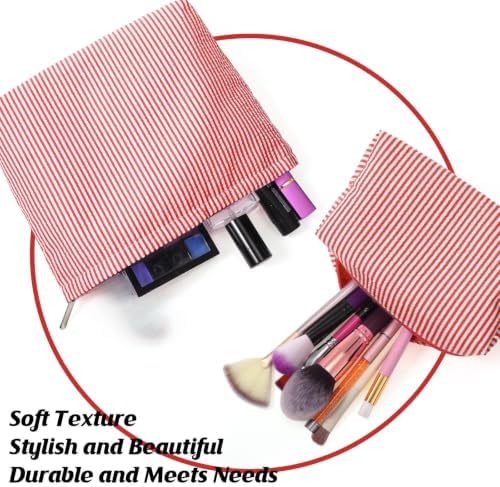 Huhumy 2 Pcs Makeup Bag Set for Women, Thin Stripe - Image 5
