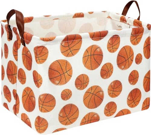 Rectangle Baksetball Print Storage Basket, Books Box, Room Decor, Gift Basket by HKECHomeStorage