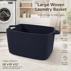 96L Woven Laundry Basket with Handles, Extra Blanket Basket - Image 5