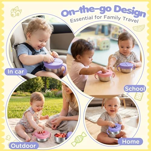 Snack Cups, 2 Pack Stainless Steel Toddler Snack Containers, Spill-Proof - Image 7
