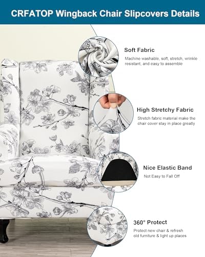 CRFATOP Wingback Chair Covers Stretch Armchair Slipcovers - Image 2