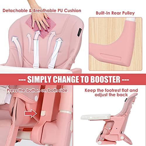 INFANS 4 in 1 High Chair–Booster Seat, Convertible Highchair w/Adjustable - Image 5