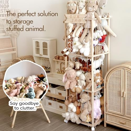 Mloong Stuffed Animal Storage, 54in Wood Zoo Cage, Large Plush Toy Organizer - Image 3