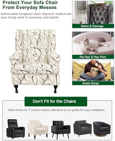 CRFATOP Wingback Chair Covers Stretch Armchair Slipcovers - Image 5