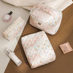 uekeboag 2Pcs Quilted Cotton Makeup Bag, Cosmetic Bag - Image 3