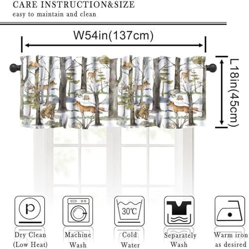 Forest Animal Valance Curtain for Kids Cartoon Tree Job Forest Hunting Lodge - Image 3