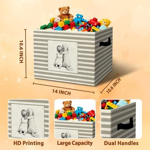 Rustic Girl and Dog Storage Bins Boxes Handles - Image 3