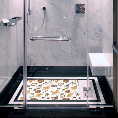 Bathtub Mat Non Slip 26.8x15.1 Inch, Cats Paws Shower Mat - Image 6