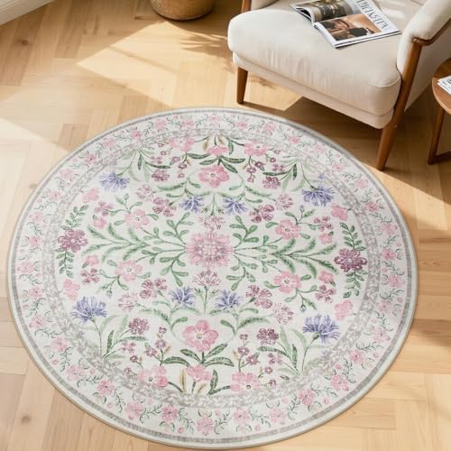 Lahome Light Purple 4ft Round Accent Rug, Small Circle Soft Mat by Lahome