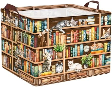 Clastyle Cat Book Shelf Basket for Reading Room Collapsible Toy Gift Kid by Clastyle