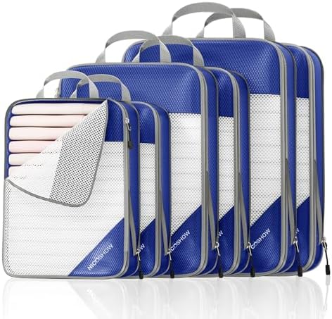 NICOSHOW Compression Packing Cubes 6 Set, Compressible Space-Saving Packing by NICOSHOW