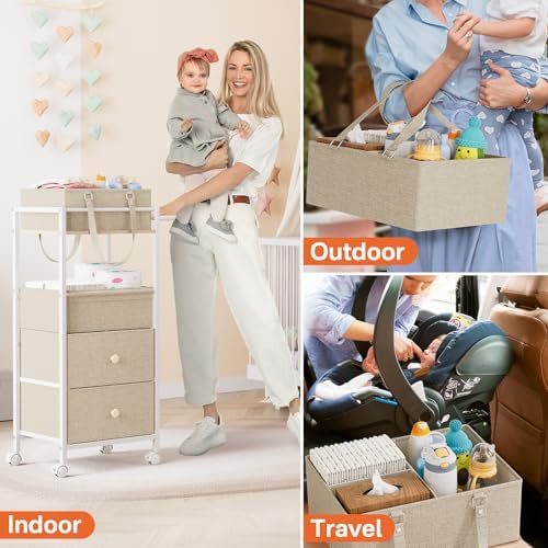 3In1 Modanais Baby Diaper Caddy Organizer Cart - Image 5