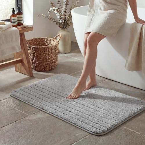 GRANNY SAYS Gray Stripe Bathroom Rug 16" x 24", Non-Slip Bath Mat - Image 4