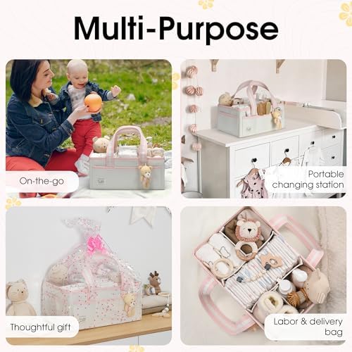 PeraBella Baby Diaper Caddy Organizer, XL Baby Basket Shower Gift Caddy - Image 3