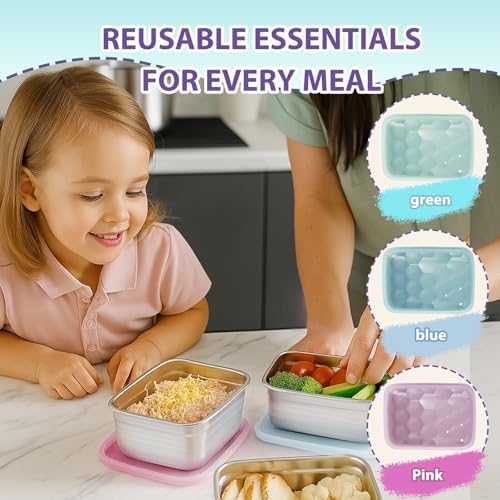 Tanjiae 3-Pack Stainless Steel Snack Containers - Image 2