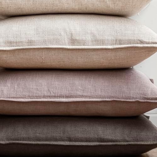 Foindtower Linen Solid Decorative Throw Pillow Covers 22x22 Inch Dusty Pink - Image 5