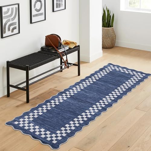 GarveeHome Washable Runner Rug 2x10 Modern Bordered Hallway Checkered Rugs by GarveeHome